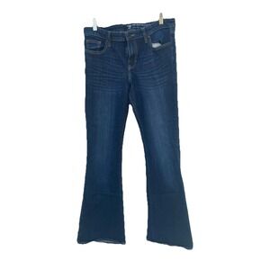 Gap Jeans Womens 10 Mid Rise Trouser Stretch Flare Leg Denim Pants Dark Wash